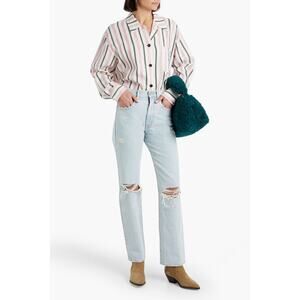 NWOT SLVRLAKE London Distressed High-Rise‎ Straight-Leg Jeans Size 32